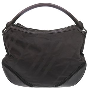 Burberry Check Pattern Nylon Leather Black One-Shoulder Shoulder Bag Black 0643 [Used] BURBERRY