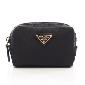 【二手】Prada PRADA 三角Plate黑色尼龍 Saffiano 皮革三角 Logo 迷你手拿包 女士二手 A