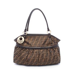【二手】Fendi FENDI單肩包 廚師包 Zucca 8BH186ブラウン/黑色帆布皮革 Zucca 手提包 女士二手 B