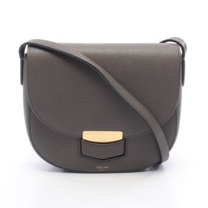 [Used] Celine CELINE Shoulder Bag Small Trotter Gray Leather Trotter Shoulder Bag Small Women's Used B