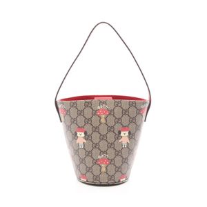 【중고】 Gucci 구찌 손가방 GUCCI × 김승연 칠드런스 버킷백 키즈 752356 베이지/브라운/멀티 PVC 코팅 캔버스 레더