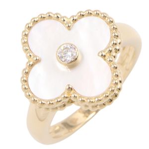 【二手】梵克雅寶 (Van Cleef & Arpels) Vintage Alhambra 珍珠母貝單鑽戒指 VCARA41151 K18（黃金）鑽石