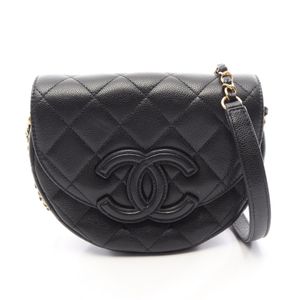 [Pre-owned] Chanel Matelassé Mini Messenger Bag, Black Caviar Skin (Grained Calfskin)