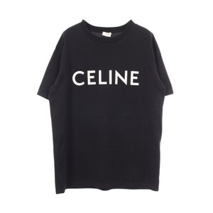 [Used] Celine CELINE Short-Sleeve T-Shirt, Loose Fit, Jersey, Logo Print, 2X681671Q, Black, Cotton, Loose Cotton Jersey Logo T-Shirt, Men's, Used A