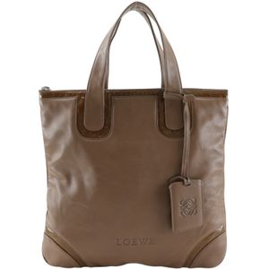LOEWE手提包，皮革，西班牙製造，棕色，托特包，拉鍊封口，女士 [二手]