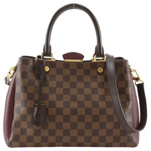 Louis LOUIS VUITTON Brittany Shoulder Bag, Damier Ebene, 2-Way Shoulder Bag, Damier Canvas x Leather, Made in France, 2018 Model, Brown, SR4158, 2-Way, Snap Button, Brittany, Women's [Used]