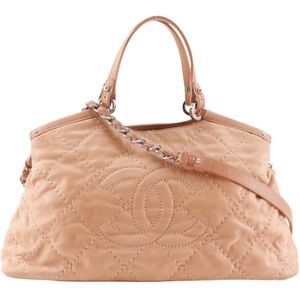 Chanel CHANEL 2-Way Shoulder Bag, Stitched CC, Calfskin, Made in Italy, 2012, Pink, 2-way, Snap Button Closure, Women's [Used]