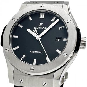 HUBLOT Classic Fusion 542.NX.1171.LR Men's Watch with Skeleton Caseback, Titanium/Leather Strap, Automatic Movement, Black Dial