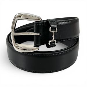 최상급 컨디션▲Gucci 구찌 700338 홀스빗 핀 버클 가죽 벨트 블랙 실버 하드웨어 80/32 이탈리아제 여성용