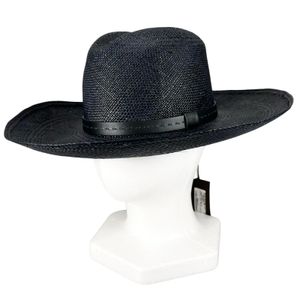 미사용품▲Gucci 구찌 370640 가죽 리본 스트로 햇 버킷햇/중절모/페도라 밀짚모자 다크 네이비 57 이탈리아제 정품 남성용
