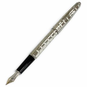 美品□MONTBLANC モンブラン マイスターシュテュック ソリテール プラチナプレート ファセット クラシック #145 ペン先18K Mニブ 万年筆 シルバー ドイツ製 メンズ 箱付き