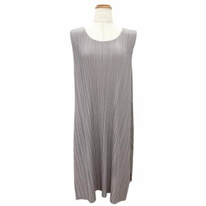 미사용품△PLEATS PLEASE ISSEY MIYAKE PP91-JT523 슬리브리스 튜닉 원피스 그레이 4 일본제 정품 여성용