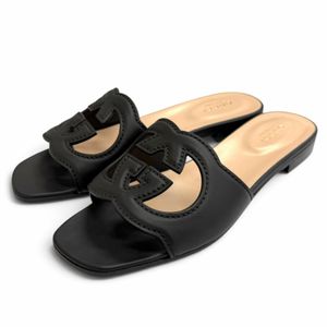 미사용품△Gucci 구찌 694451 레더 인터로킹 G 컷아웃 슬라이드 샌들 블랙 IT 36 이탈리아제 여성용 박스·보관용 파우치 포함