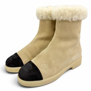 Unused item △CHANEL G45941 Suede Leather Coco Mark Back Zip Sheepskin Ankle Boots Short Boots Beige Black Gold Hardware Size 37 Made in Italy Women's Comes with Box and Dust Bag