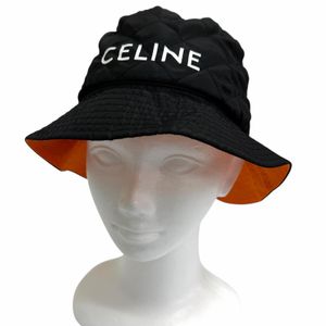 Excellent condition □ CELINE 2AUB0930C Logo print quilted bucket hat, black and orange, size M, made in France, authentic, men's.