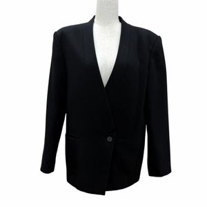 Excellent condition☆ Jean Paul Gaultier FEMME 100% wool single- Color collarless jacket, black, size 11, authentic, women's.