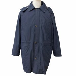 Excellent condition □ Burberrys vintage 2-way hooded coat with checkered lining and down liner, navy, LY, made in Japan, authentic, men's.