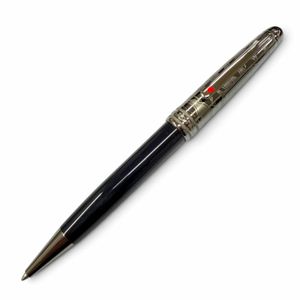 極美品▼MONTBLANC モンブラン マイスターシュテュック アラウンド ザ ワールド イン 80デイズ ドゥエ クラシック 現行品 ホワイトスター ツイスト式 ボールペン ガンメタリック ダークブルー ドイツ製 メンズ 筆記確認済み 箱・保存袋付き
