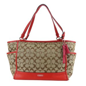 Coach Signature Tote Bag, Canvas and Leather [Pre-owned]
