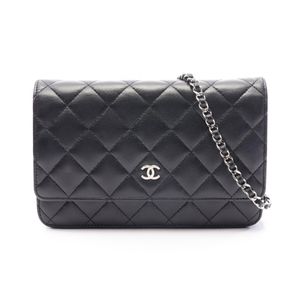 [Used] Chanel CHANEL Shoulder Bag Matelassé AP0250 Black Lambskin (Sheepskin) Matelassé Chain Wallet Women's Used A