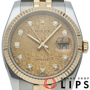 Rolex Datejust 36 Men's Watch Jubilee 10P Diamond Computer Dial Datejust 36 Mens 116233G(M) K18YG/SS Men's Watch Champagne Color Finish 2008 Excellent Condition [Used]