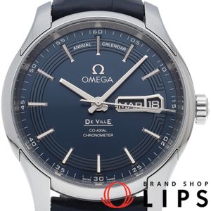Omega De Ville Hour Vision Co-Axial Annual Calendar 41mm 431.33.41.22.03.001 Box, Warranty Card, Stainless Steel/Leather, Men's Watch, Blue, Excellent Condition [Pre-owned]