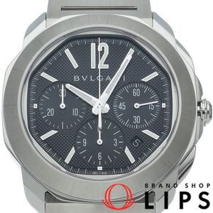 BVLGARI 옥토 로마 워치 42mm 크로노그래프 Octo Roma Chronograph Watch OC42SCH/103471 박스 보증서 밴드 SS 남성용 손목시계(기타) 블랙 폴리싱 완료 미품 【중고】