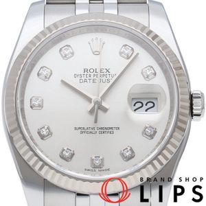 勞力士 Datejust 36 男士腕錶 Jubilee 10P 鑲鑽 Datejust 男士腕錶 116234G（隨機）帶盒保修 K18WG/SS 男士腕錶 銀色拋光 成色極佳 [二手]