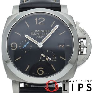 PANERAI 루미노르 1950 3데이즈 GMT 파워리저브 44mm PAM01321 박스 보증서 밴드 SS/가죽 남성용 시계 블랙 폴리싱 완료 미품 【중고】