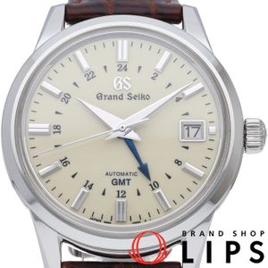 Seiko Grand Seiko Mechanical GMT 46.9mm Elegance Collection Grand Seiko SBGM221/9S66-00A0 Box Warranty Stainless Steel/Leather Men's Watch Ivory Polished Excellent Condition [Used]