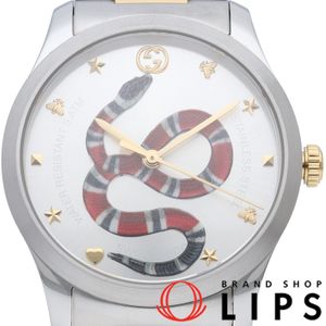 Gucci 구찌 G-타임리스 스네이크 남성용 시계 G-timeless 126.4/YA1264075 SS/GP 남성용 시계 실버 미사용품 【미사용】