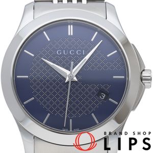 Gucci 구찌 G-타임리스 남성용 시계 G-timeless 126.4/YA126481 박스 보증서 포함 SS 남성용 시계 블루 폴리싱 완료 미품 【중고】