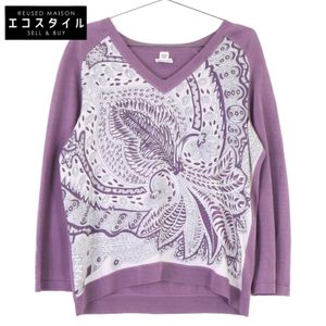 Hermes [Excellent Condition/Domestic Authentic] 76-7757 Twillaine Silk V-Neck Knit Sweater, Size 40 [Used]
