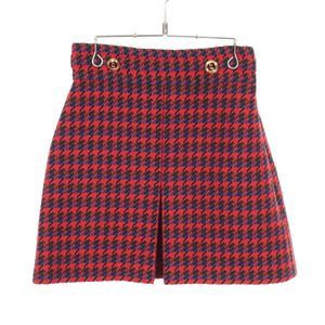 【중고】 Gucci 구찌 스커트 더블 로고 G 버튼 하운드투스 울 미니스커트 여성용 Used A