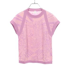 [Used] Hermes HERMES Knit Twillaine Patchwork Short Sleeve Silk Knit Women's Used A