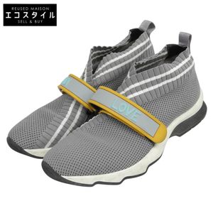 Fendi 女士魔鬼氈襪式運動鞋，灰色，37 號（二手）