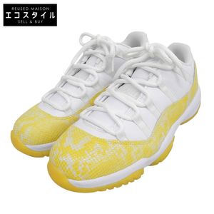 Nike Air Jordan 11 Retro Low Yellow Snake Skin Shoes, Like New, Men's, White x Yellow, Size 26.5cm, AH7860-107, Size 9.5 (US) [Used]