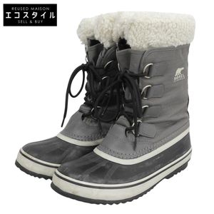 Sorel 女士冬季嘉年華羊毛內襯雪靴，灰色/黑色，25厘米，貨號 1308911035，美國尺寸 8 [二手]