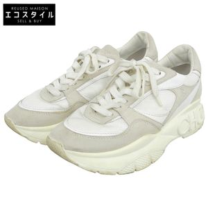 Jimmy Choo LANDON 網眼 x 絨面革厚底運動鞋 女款 白色 x 淺灰色 38 號（二手）