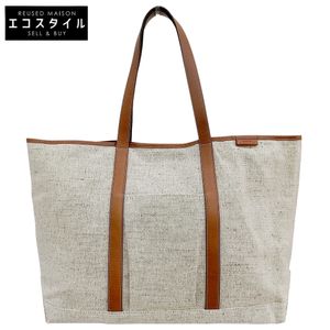 Slow Cruiser Tote Bag L (Large) - Excellent Condition - Cotton Blend/Calf Leather - Men's Tote Bag - Beige x Braun - 858S98S [Pre-owned]
