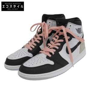 Nike Air Jordan 1 High Bleached Coral sneakers, men's, white x black, size 29cm, 555088-108, US size 11 (used). Excellent condition.