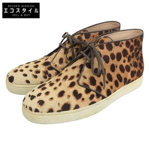 Christian Louboutin Chukka Sneakers, Leopard Print, Calfskin Leather, Men's Shoes, Beige/ Braun, Size 41 (Used)