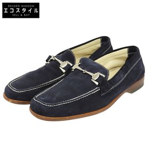 Canali Suede Loafers with Bit Hardware, Men's, Navy, Size 41 (Used)