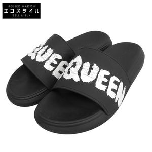 Alexander McQueen GRAFFITI RUBBER POOL SLIDE Sandals, Men's, Black, Size 40 (Used)