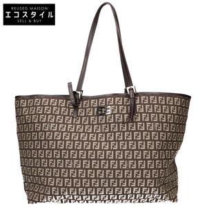 Fendi，成色極佳，8BH127 Zucchino 皮革手把帆布包 [二手]
