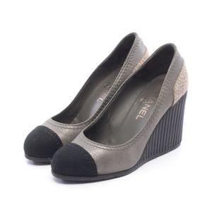 [Used] Chanel CHANEL Pumps Coco Mark Wedge Heel Suede Pumps Women's Used B