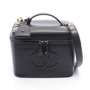 【สินค้ามือสอง】 ชาแนล CHANEL กระเป๋าถือ โลโก้ CC 2WAY สีดำ หนังคาเวียร์ (Grained Calfskin) กระเป๋าเครื่องสำอาง 2way สะพายไหล่ได้ สำหรับผู้หญิง เกรด B
