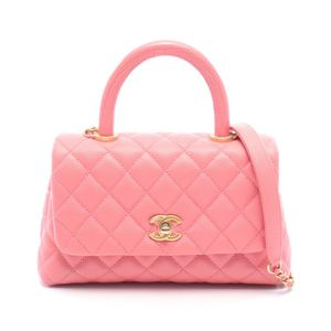 【มือสอง】 ชาแนล CHANEL กระเป๋าถือ Coco Handle Flap Matelassé 2WAY A92990 สีชมพู หนังคาเวียร์ (Grained Calfskin) Coco Handle Matelassé 2way กระเป๋าสะพายโซ่
