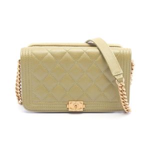 【สินค้ามือสอง】 ชาแนล CHANEL กระเป๋าสะพายไหล่ BOY CHANEL Phone Case สีพิสตาชิโอ หนังคาเวียร์ (Grained Calfskin) กระเป๋าใส่โทรศัพท์ BOY CHANEL สำหรับผู้หญิง