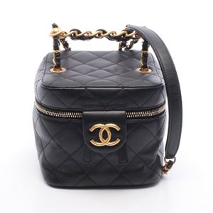 【สินค้ามือสอง】 ชาแนล CHANEL กระเป๋าสะพายไหล่ Matelassé AS3228 สีดำ หนังแกะ (Lambskin) กระเป๋าเครื่องสำอางแบบมีสายสะพาย 2way สำหรับผู้หญิง สภาพ A